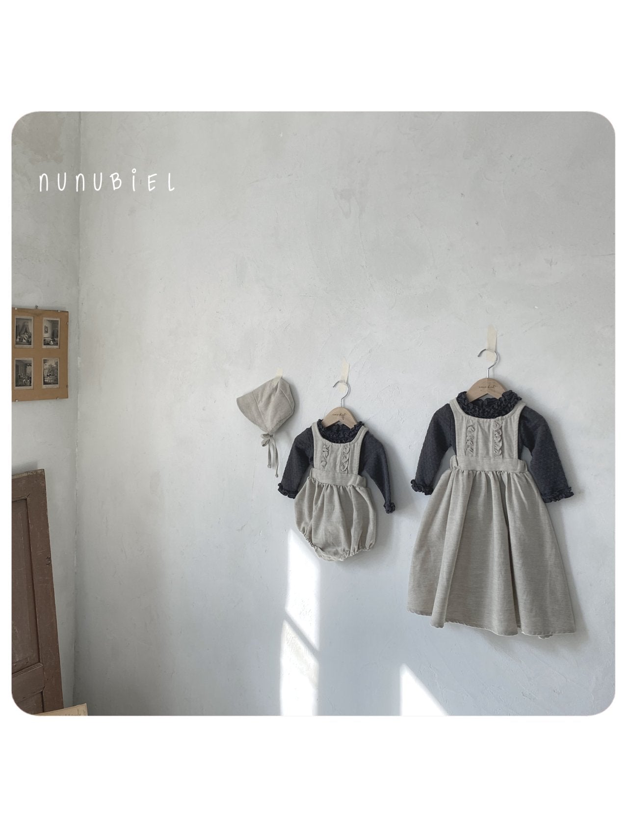 nunubiel twill romper&bonnet (3-18m)
