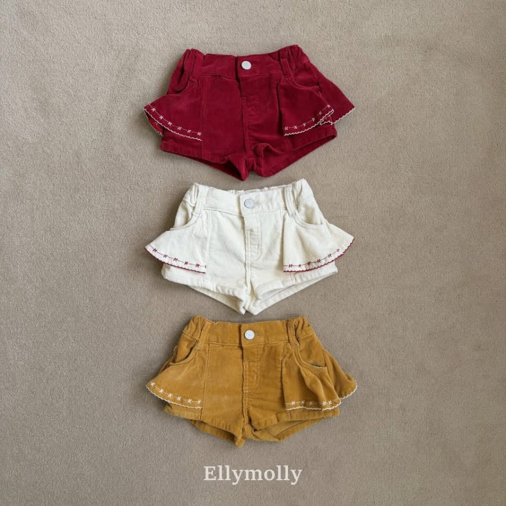 EllyMolly 小刺繡荷葉短褲 (90-145cm)