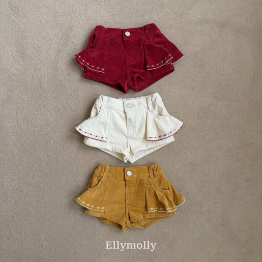 EllyMolly 小刺繡荷葉短褲 (90-145cm)