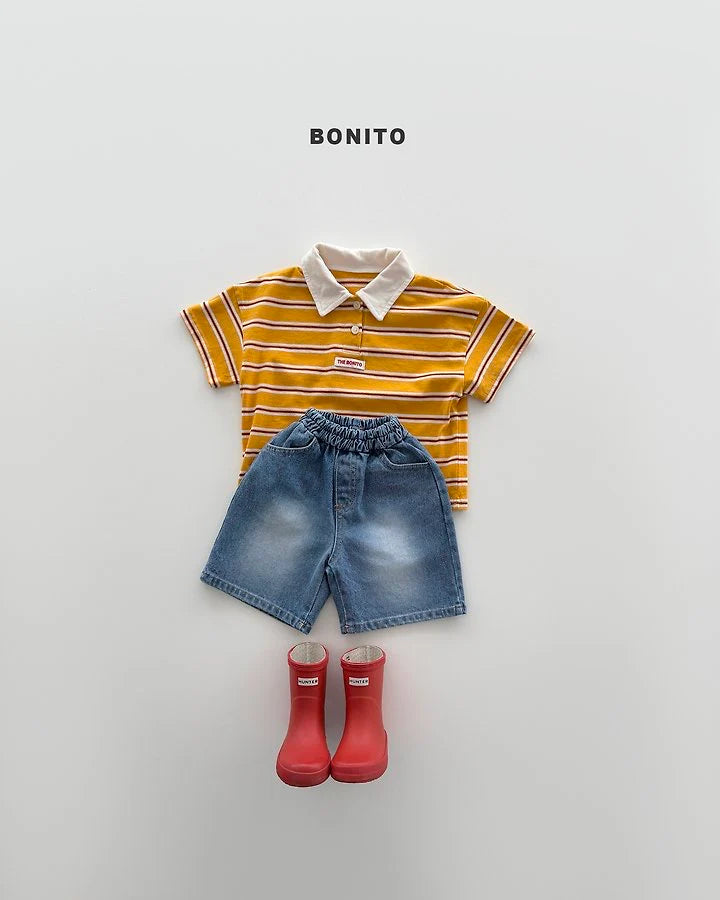 Bonito sierre stripe collar tee (~80-140cm)