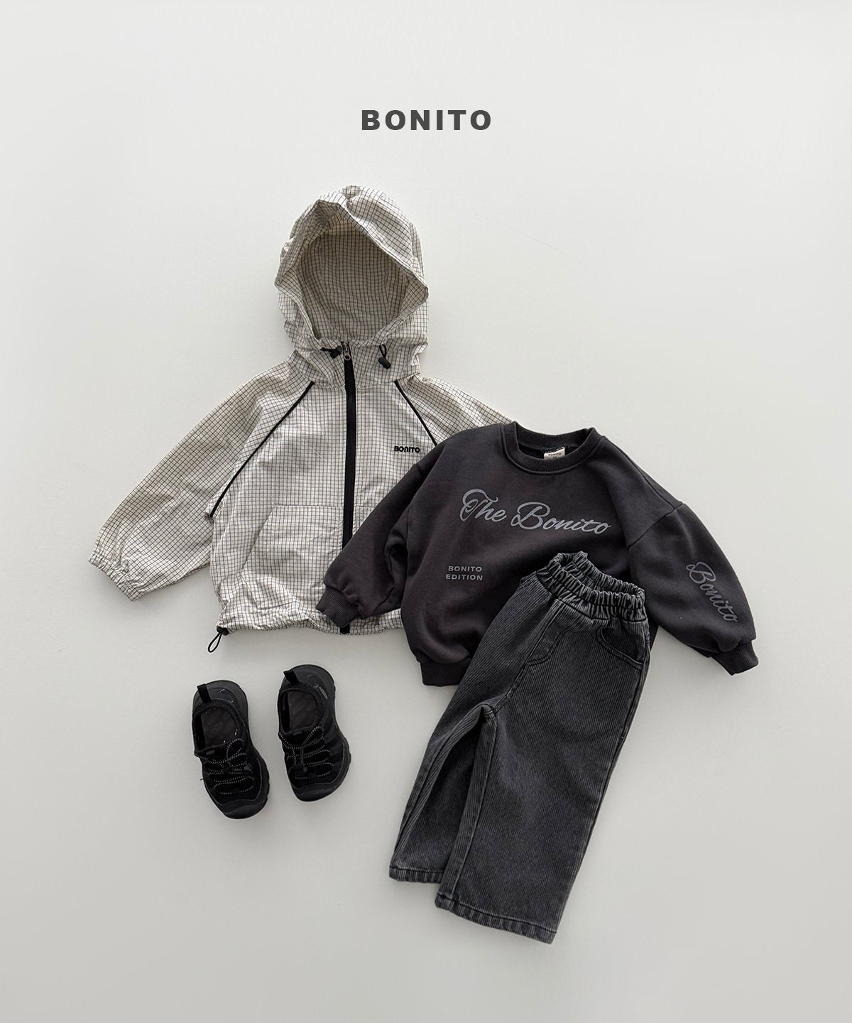 bonito check stripe windbreaker (~80-140cm)
