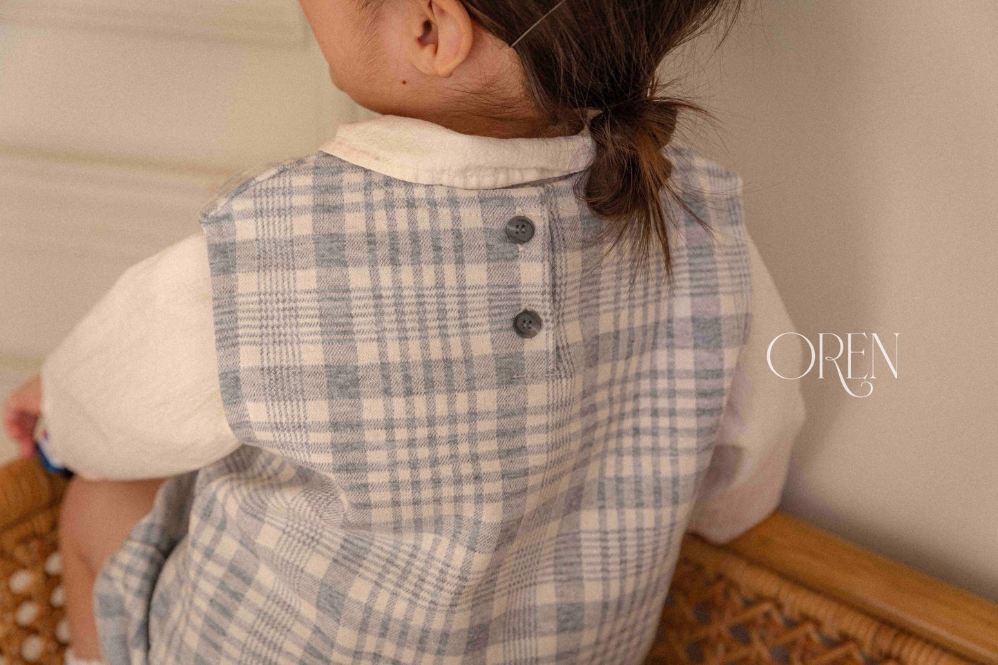 OREN tartan check vest bloomer set (75-100cm)