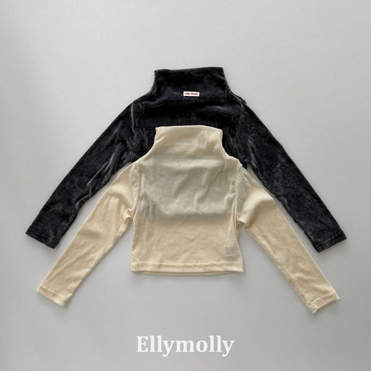 ELLYMOLLY velvet mesh mock turtleneck (90-145cm)