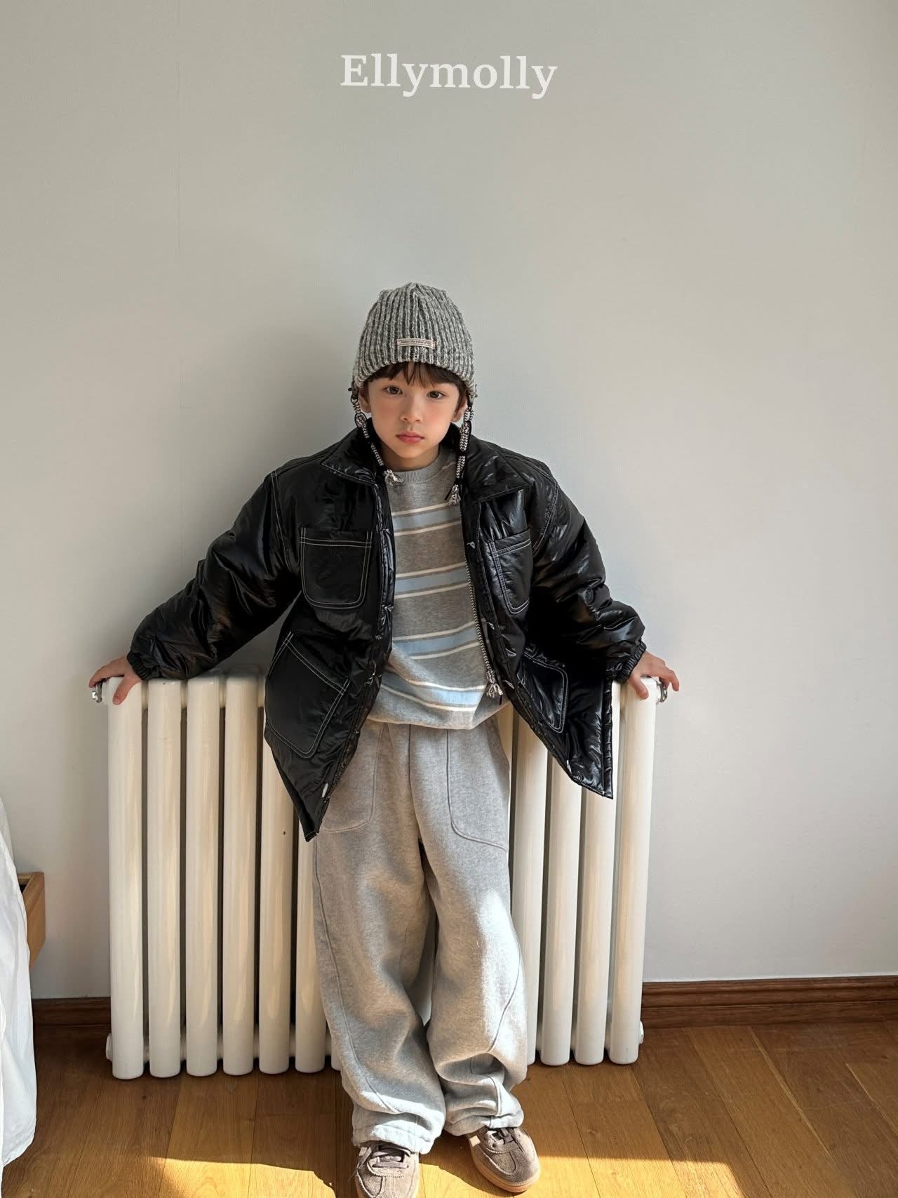 EllyMolly 車線寬版抽繩長褲 (90-160cm)