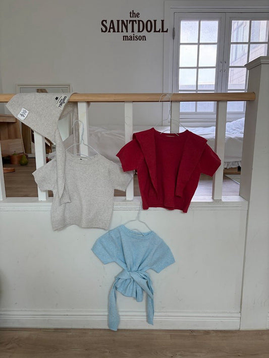 saintdoll short sleeve round knit tee (kids & mom)