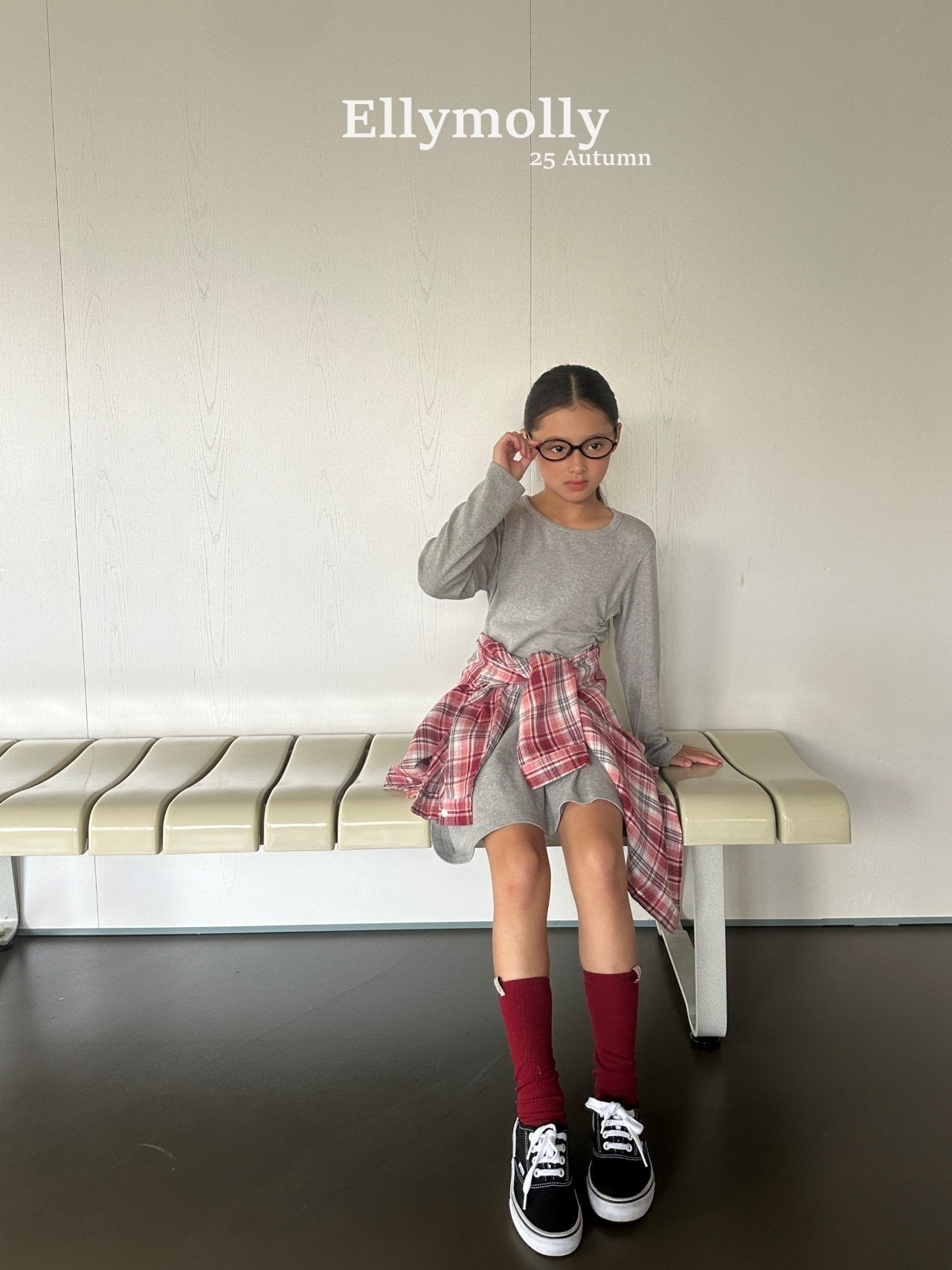 ELLYMOLLY choco check shirt (90-160cm)
