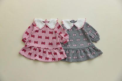 Orangemom 大翻領蝴蝶結連衣裙 (95-140cm)