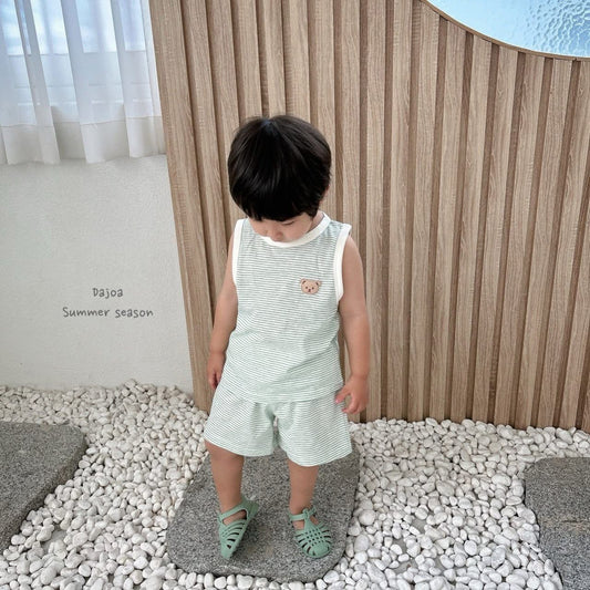 Dajoa 無袖熊熊條紋套裝 (70-115cm)