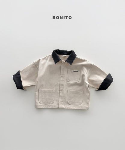 bonito leather collar jacket (~80-140cm)