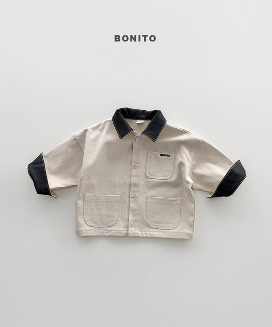 bonito leather collar jacket (~80-140cm)