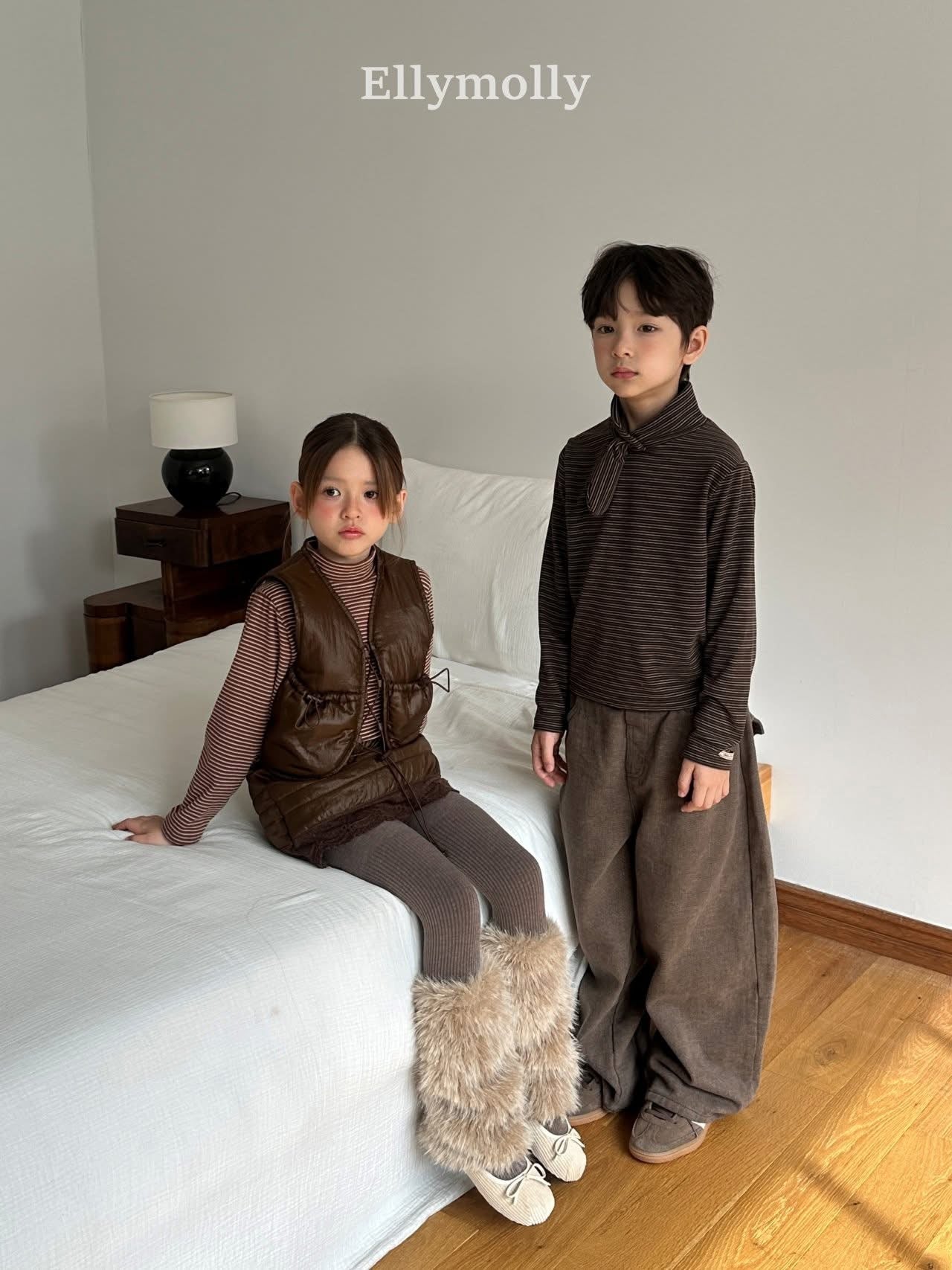 EllyMolly 條紋高領內搭上衣 (90-160cm)