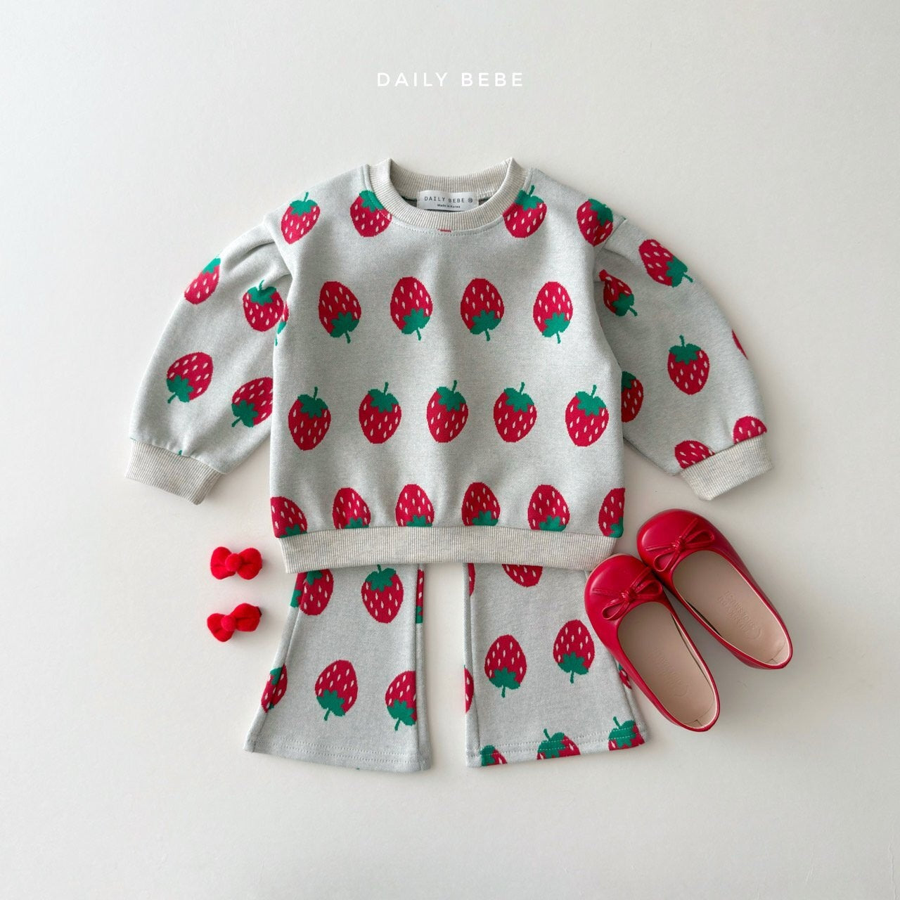 DAILYBEBE strawberry flare pants SET-UP (75-145cm)
