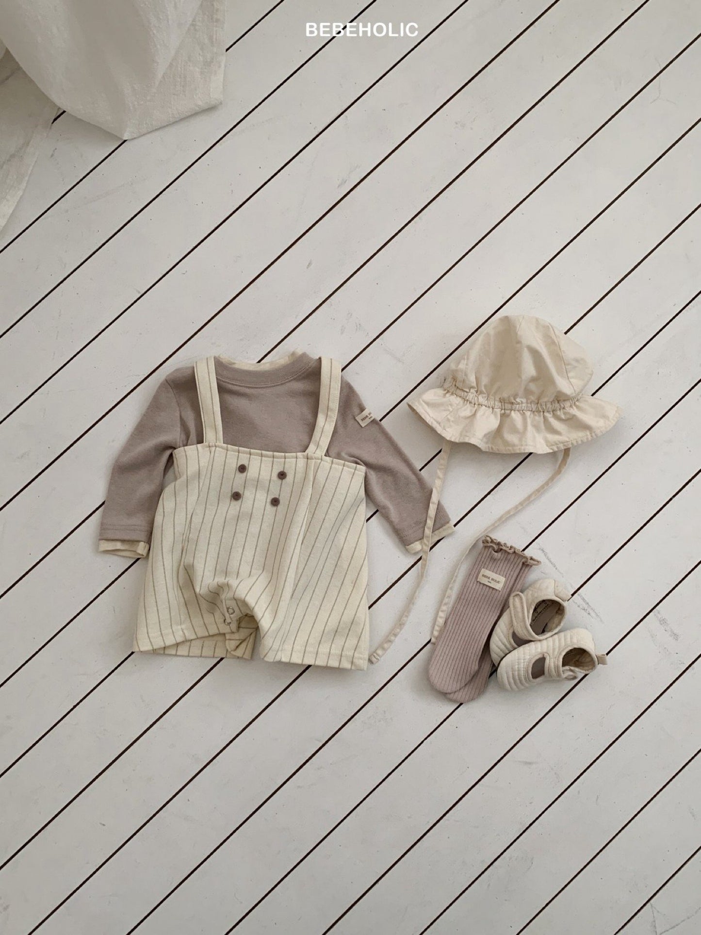 bebeholic stitch suspender pants (3-18m)