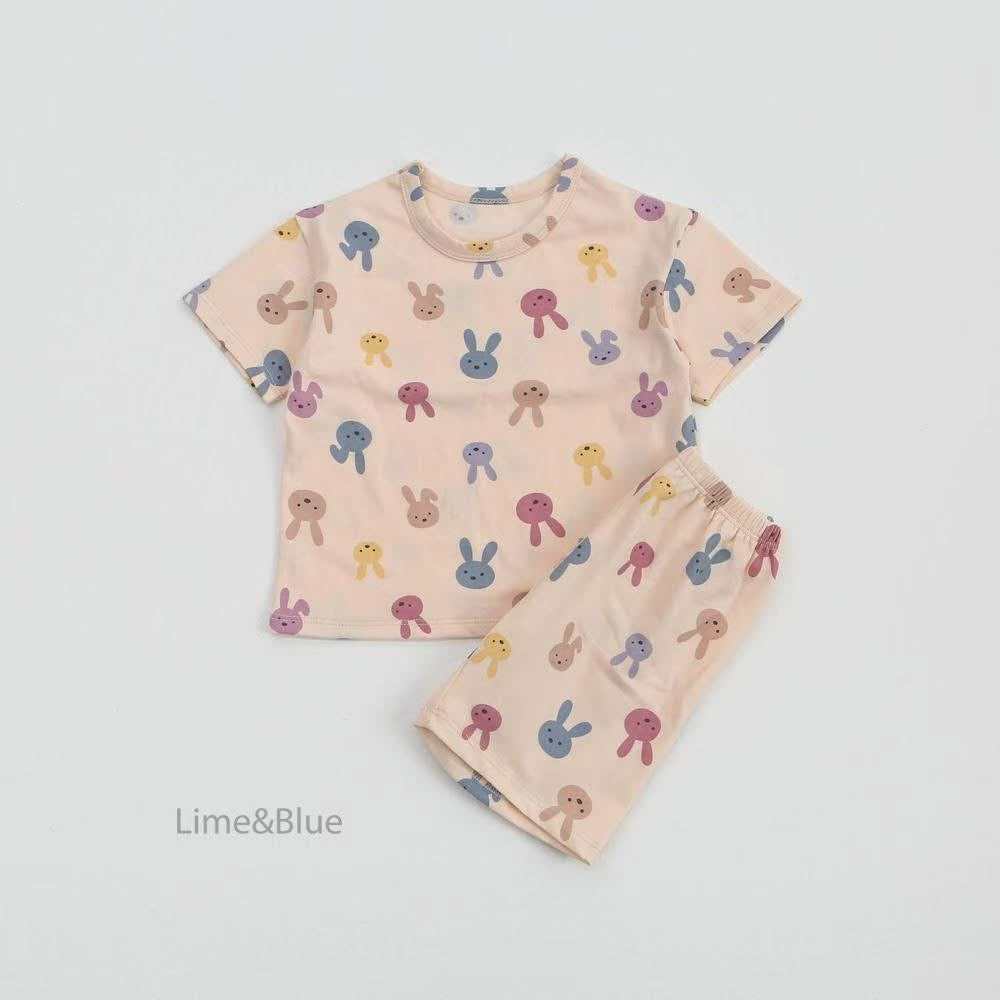 Lime&Blue 親子款 彩色兔兔居家服 (kids & mom & dad )