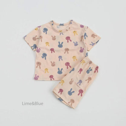 Lime&Blue 親子款 彩色兔兔居家服 (kids & mom & dad )