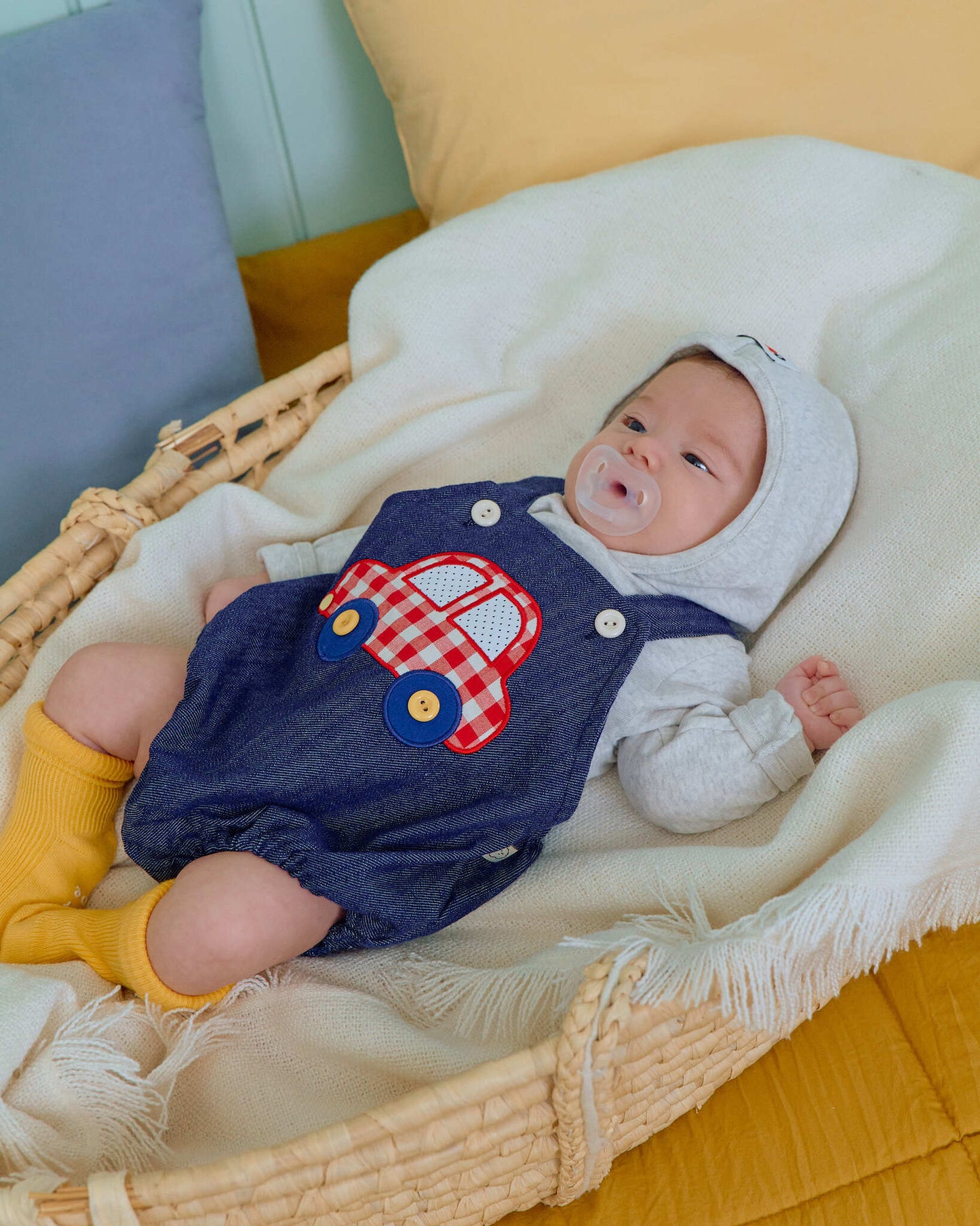 oottbebe denim car rompers (0-12m)