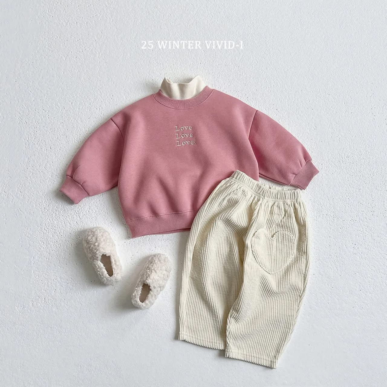 Vivid 愛心口袋燈芯絨直筒褲 (75-135cm)