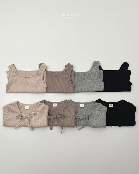 HAROHARO Chocolate Ribbon Cardigan Set (85-140cm)