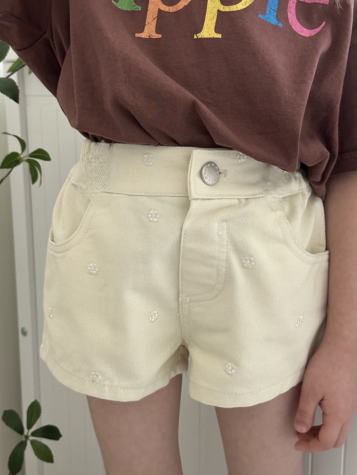 ELLYMOLLY daisy embroidery shorts (90-145cm)
