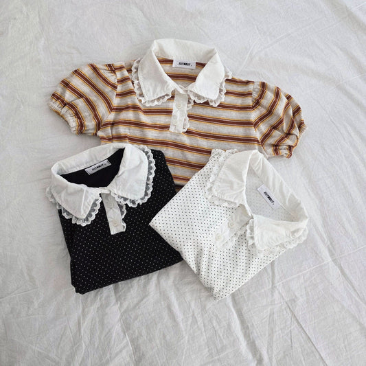 ELLYMOLLY pretty lace collar tee (90-145cm)