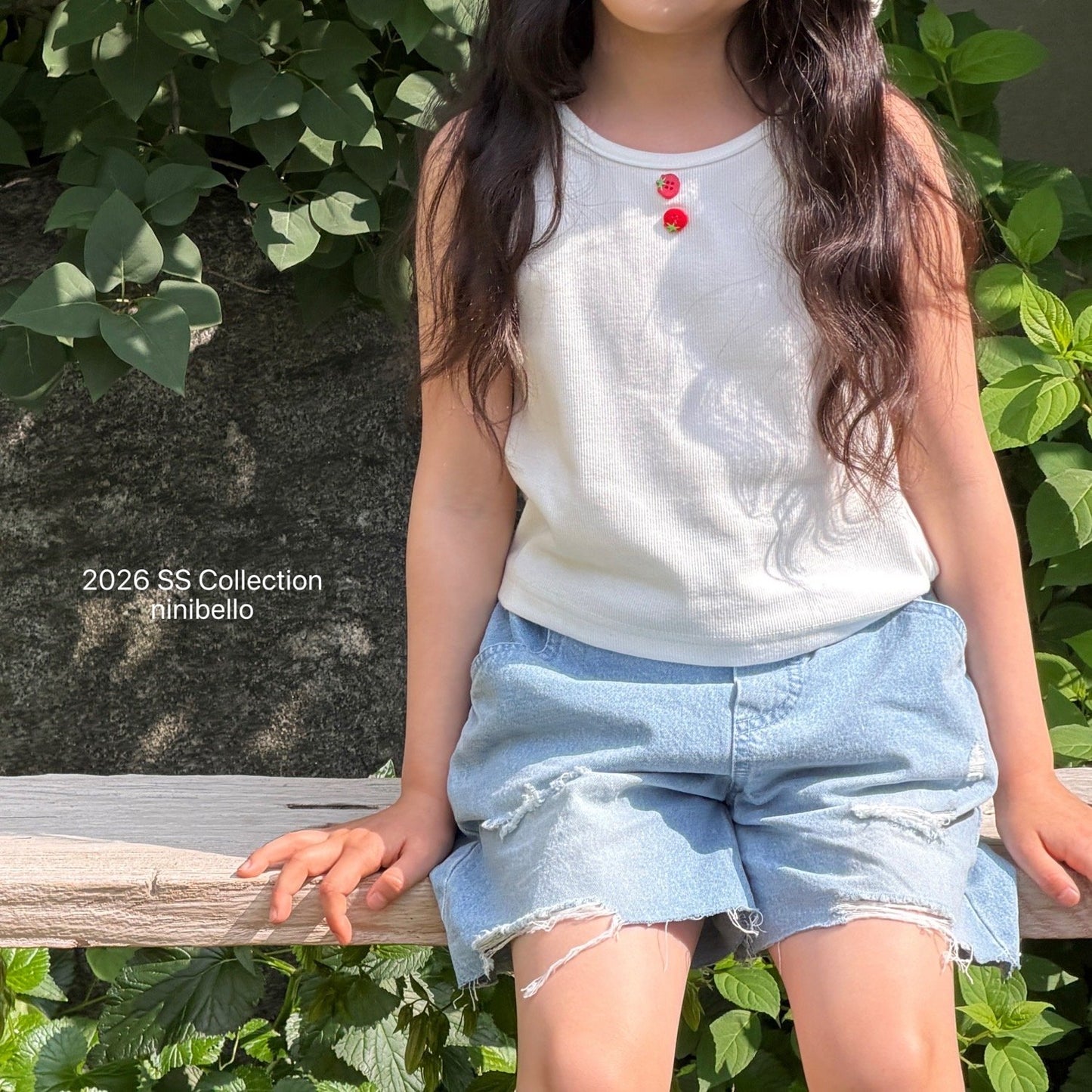 ninibello tomato button sleeveless top (80-130cm)