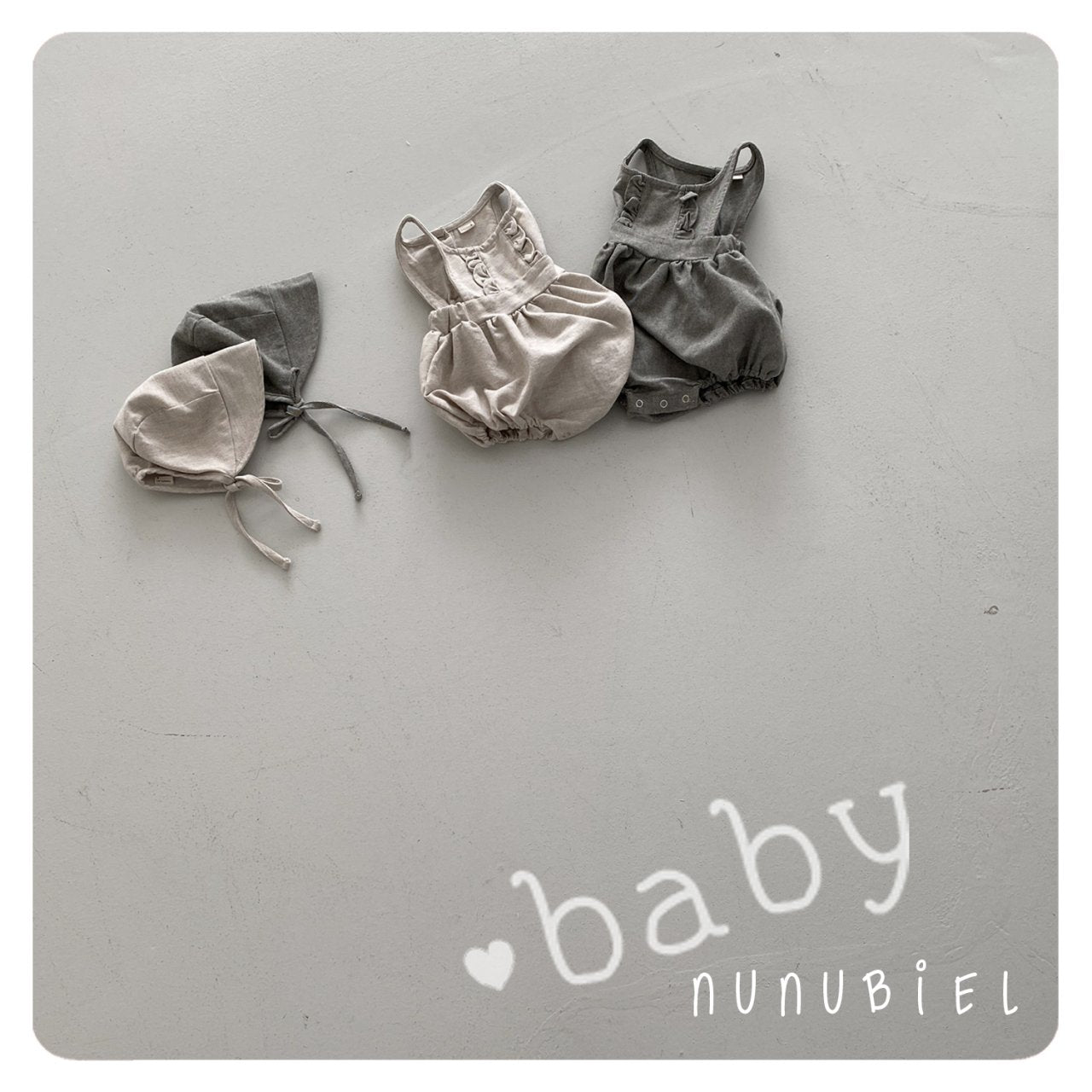 nunubiel twill romper&bonnet (3-18m)