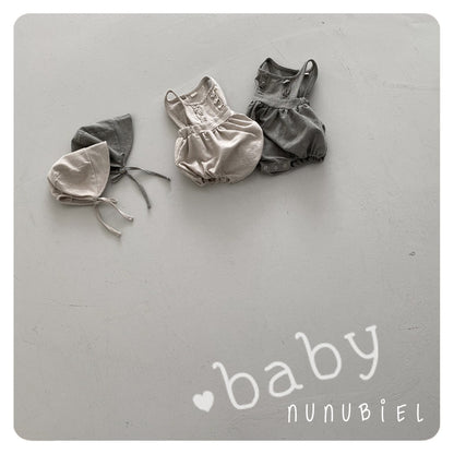 nunubiel twill romper&bonnet (3-18m)