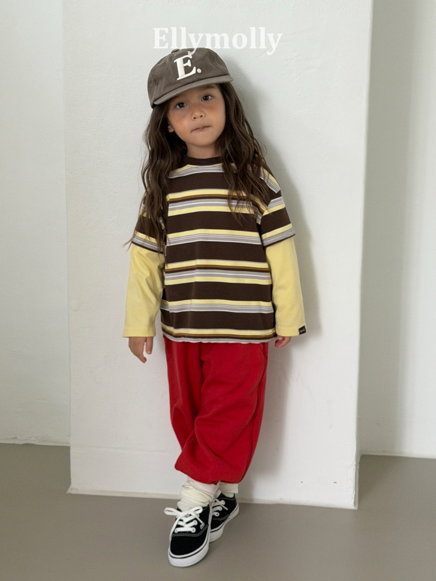 ELLYMOLLY campus color block t-shirt (90-160cm)