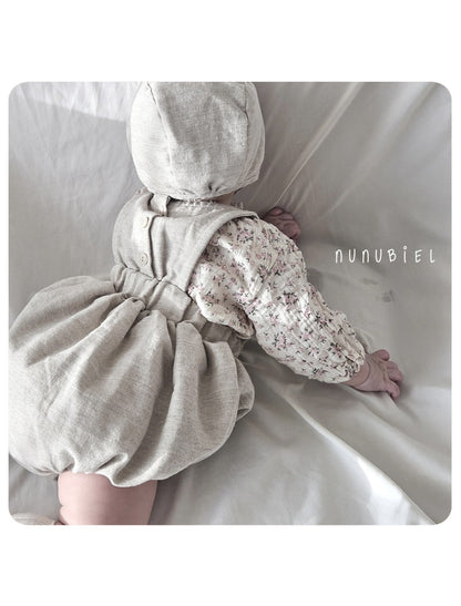 nunubiel twill romper&bonnet (3-18m)