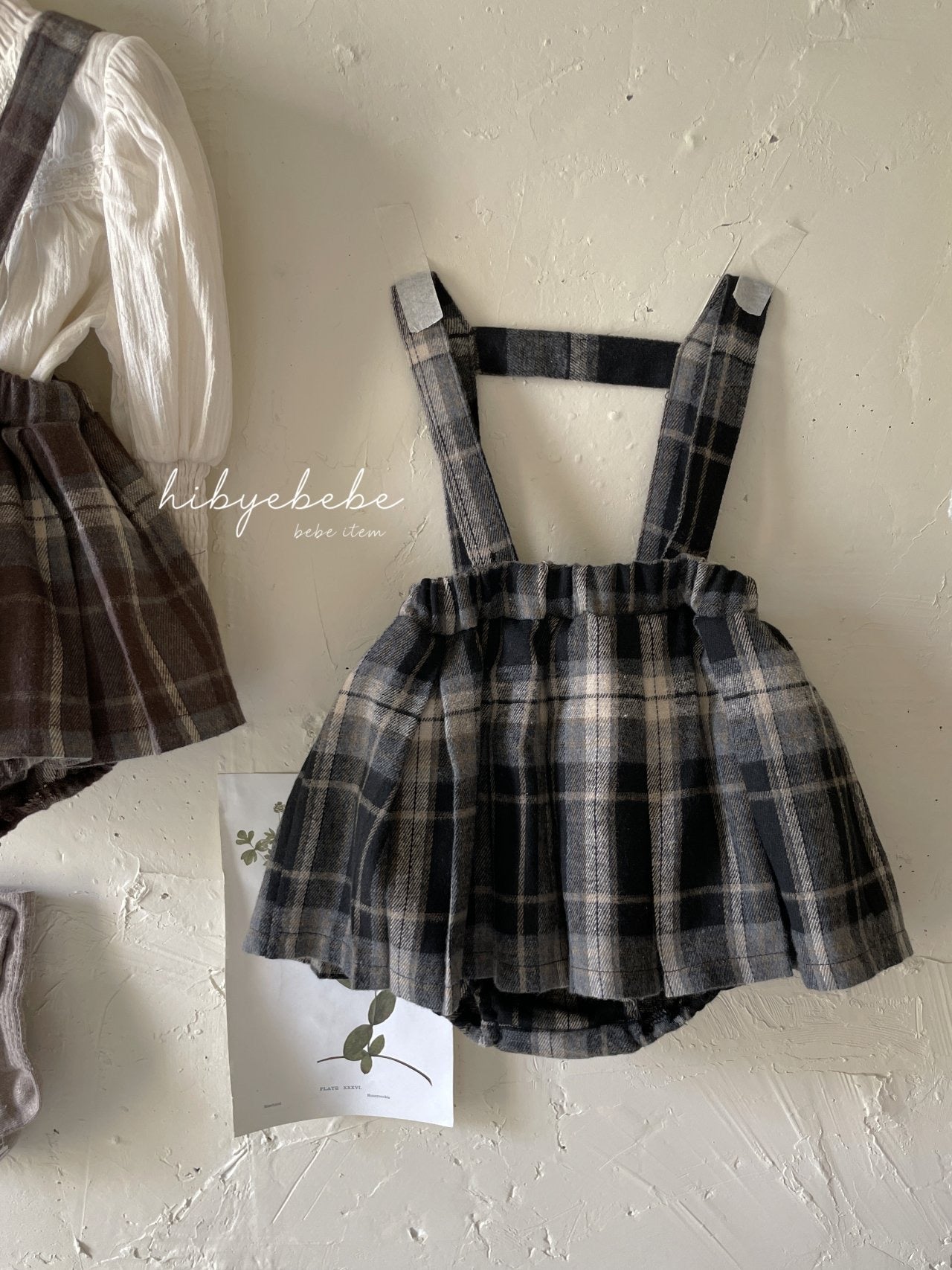 hibyebebe brownie check pleated skirt bloomers (75-90cm)