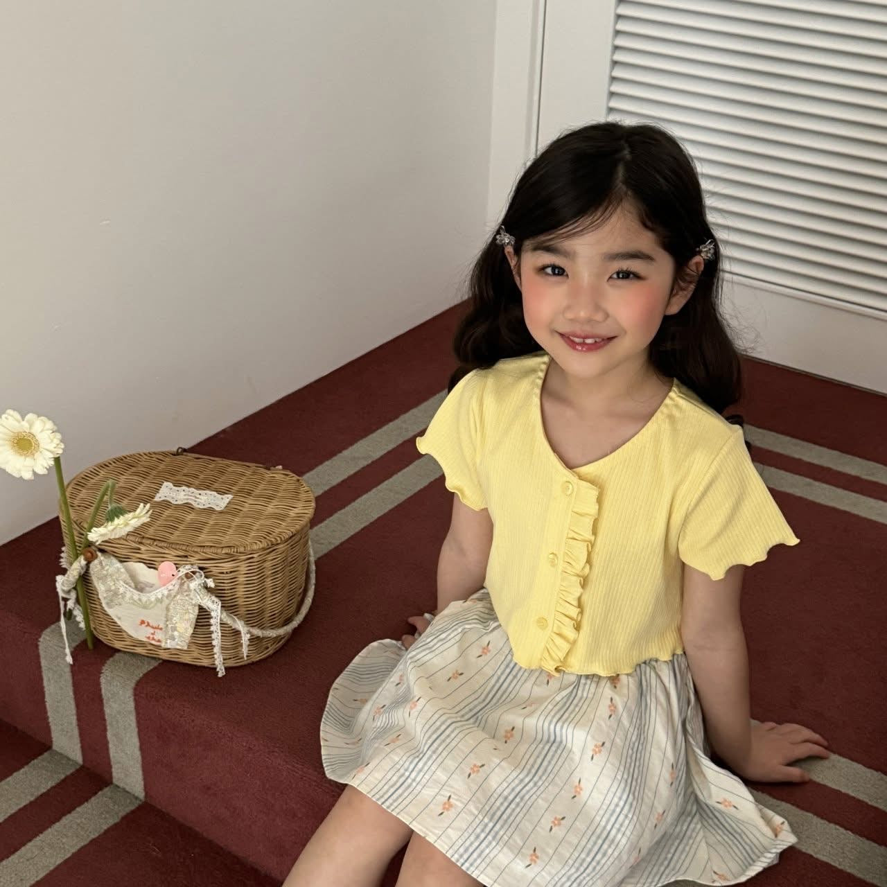 Ninibello 坑條花瓣上衣 (80-130cm)