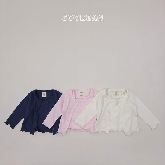 Soybean 木耳邊坑條背心外套set (75-118cm)