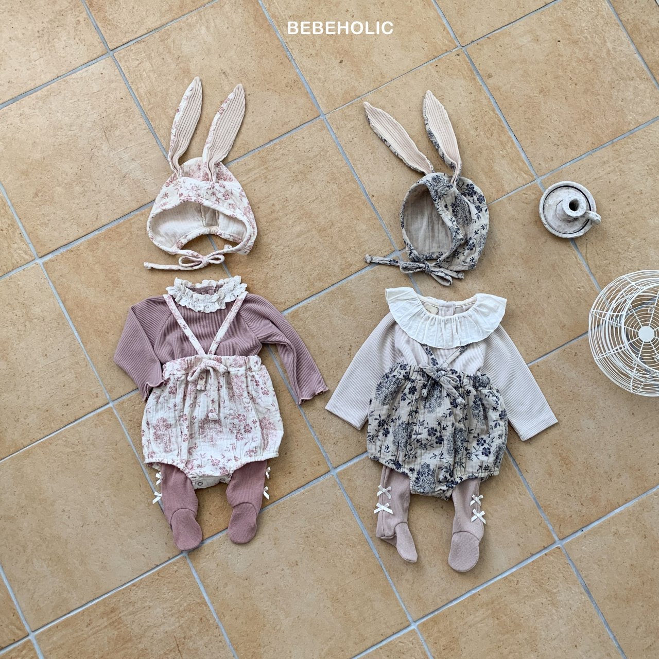 bebeholic rabbit bonnet set (Bebe 3-18m)