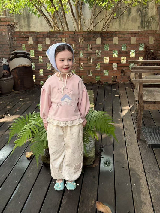 aiai small flower cotton jogger pants (95-140cm)