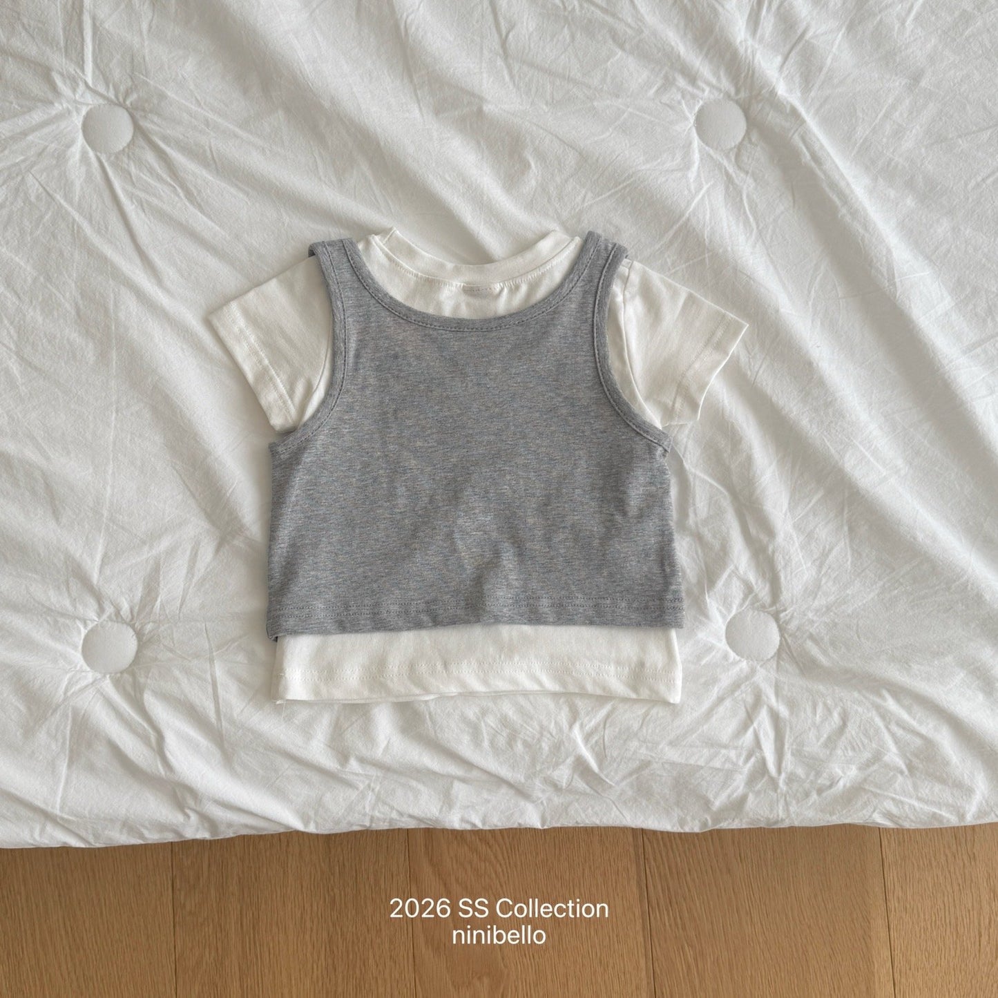 ninibello daily sleeveless layered tee (80-130cm)