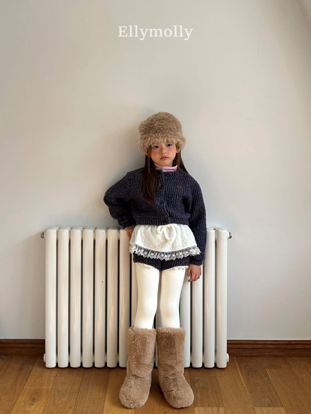 EllyMolly 羊毛針織蕾絲花邊短褲 (90-145cm)