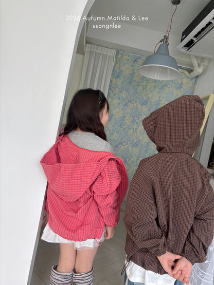 matilda&lee check hood jumper (85-165cm)