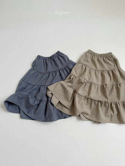 digreen check ruffle skirt (85-130cm)
