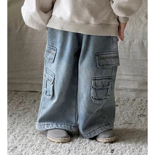 aiai denim cargo pants (kids 90-130cm)