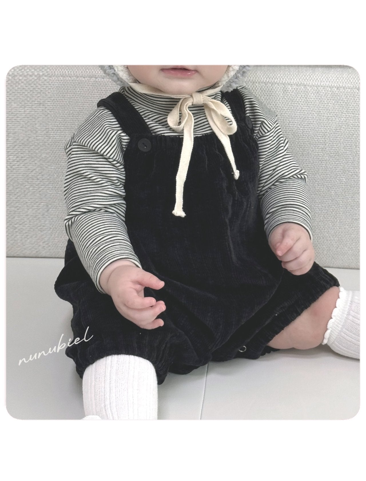 nunubiel clap romper & bonnet (3-18m)