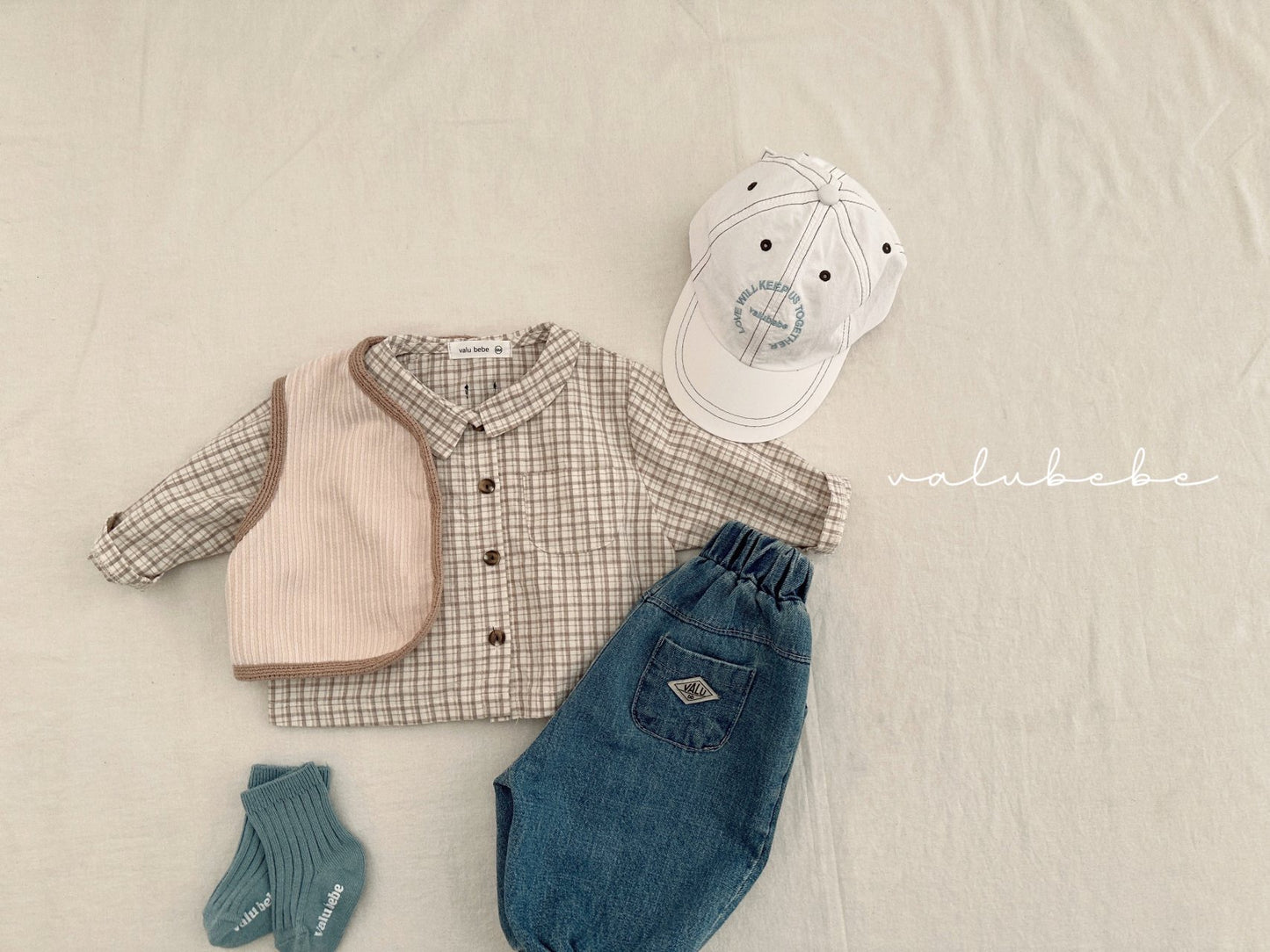 valubebe bunny check collar shirt(60-110)