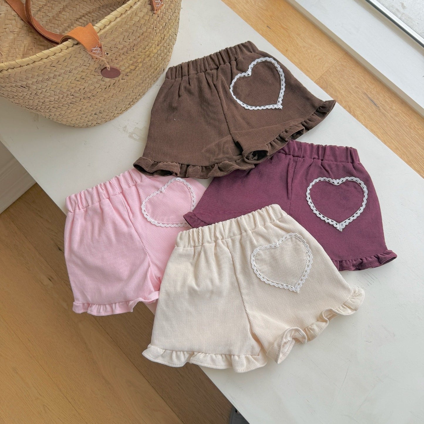 ninibello heart corduroy frill pants (80-130cm)