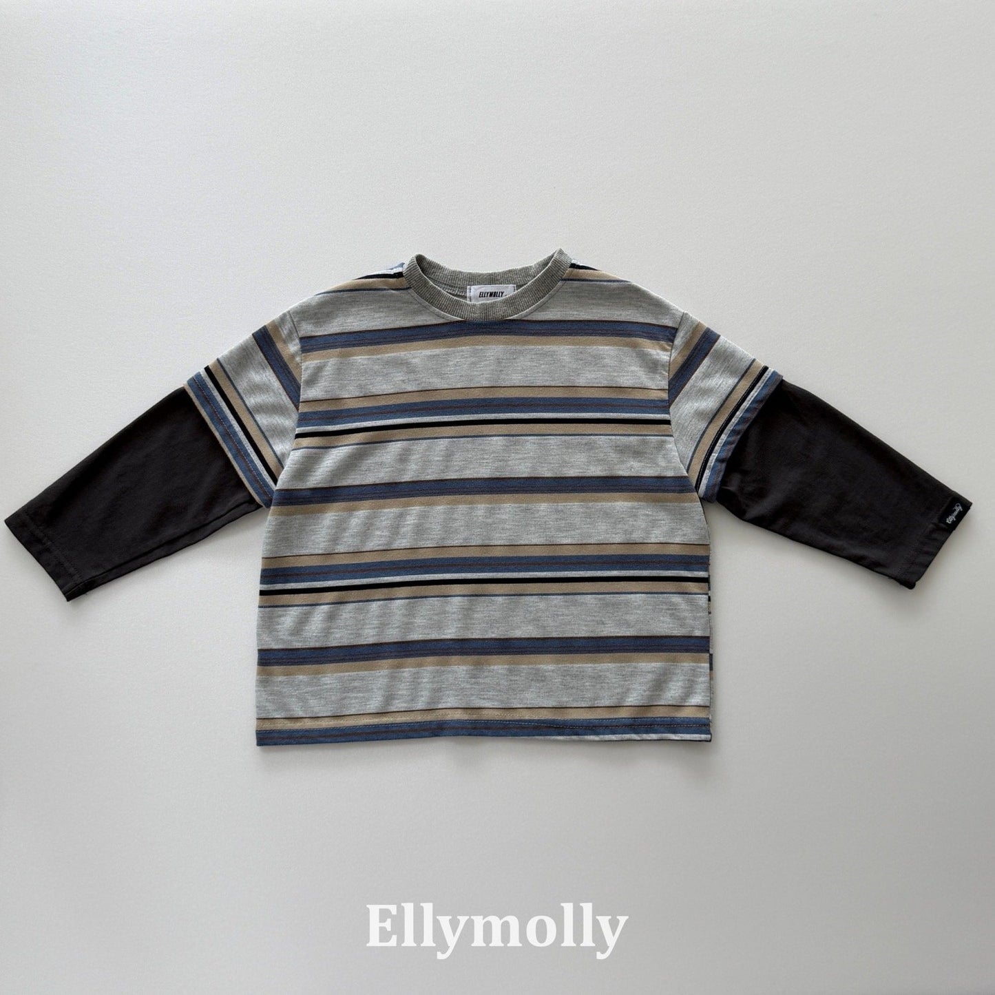 ELLYMOLLY campus color block t-shirt (90-160cm)