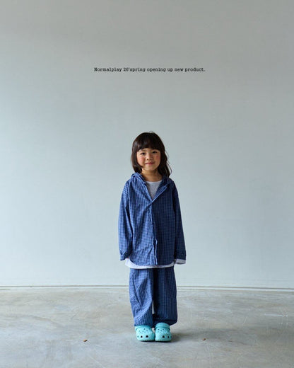 normalplay peterpan check hoodie (75-140cm)