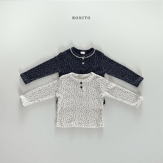 bonito flower waffle lace tee (~80-140cm)