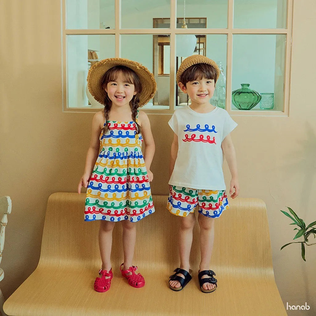 Hanab 彩色線條連衣裙｜套裝 (kids 85-135cm)