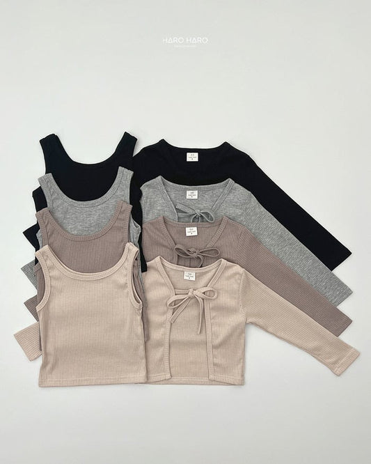 HAROHARO Chocolate Ribbon Cardigan Set (85-140cm)