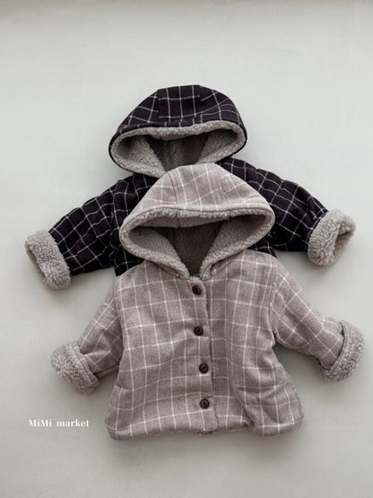 mimi market check tumble hood (70-85cm)