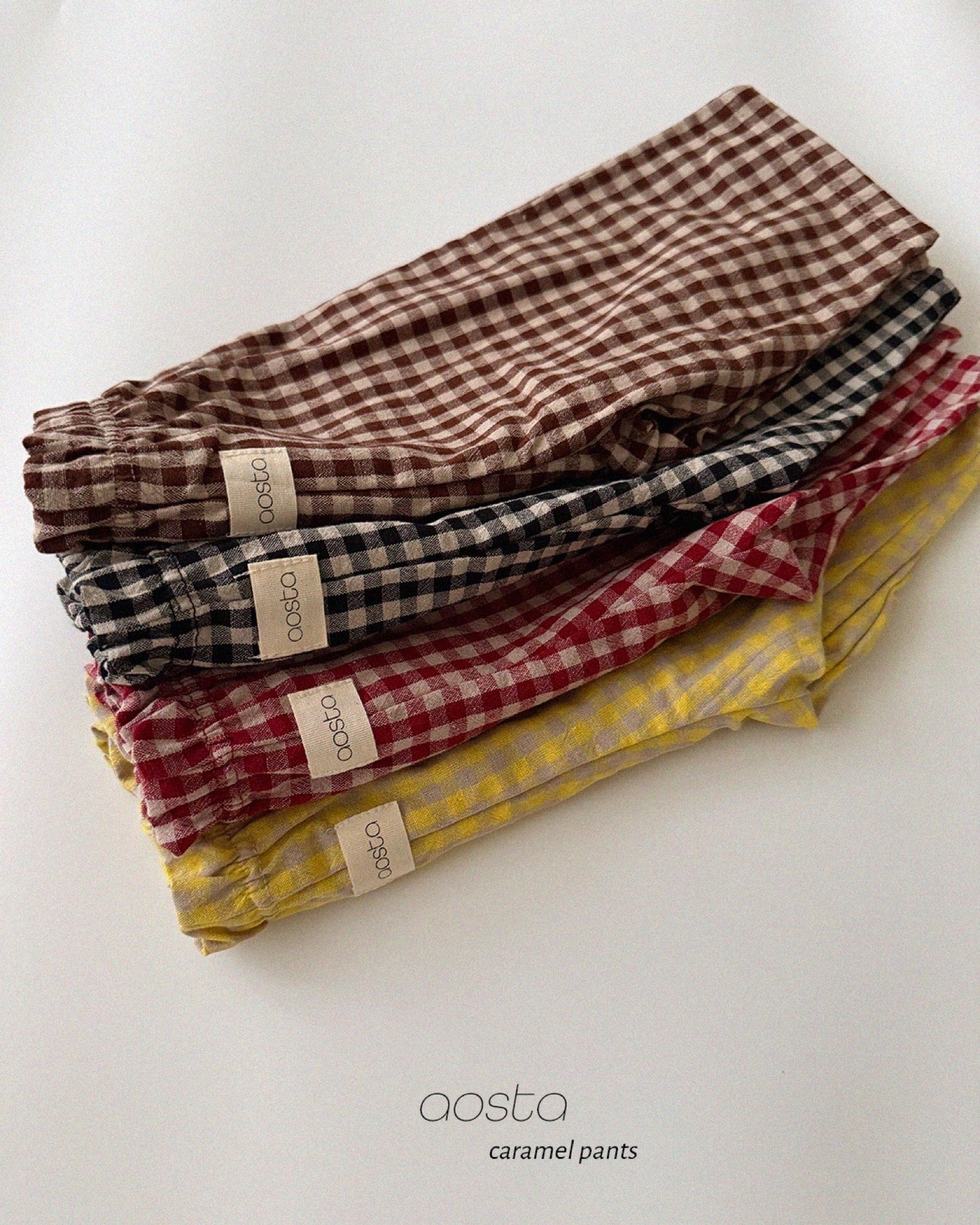 Aosta caramel check pants (~70-115cm)