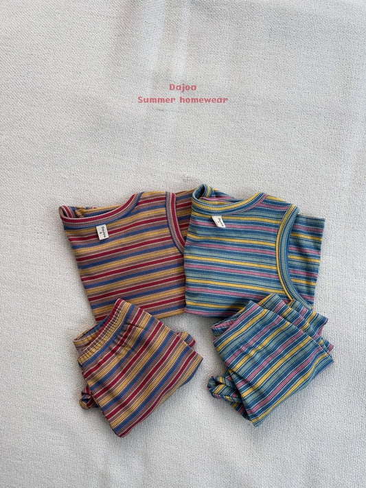 Dajoa 無袖彩色條紋套裝居家服 (70-115cm)